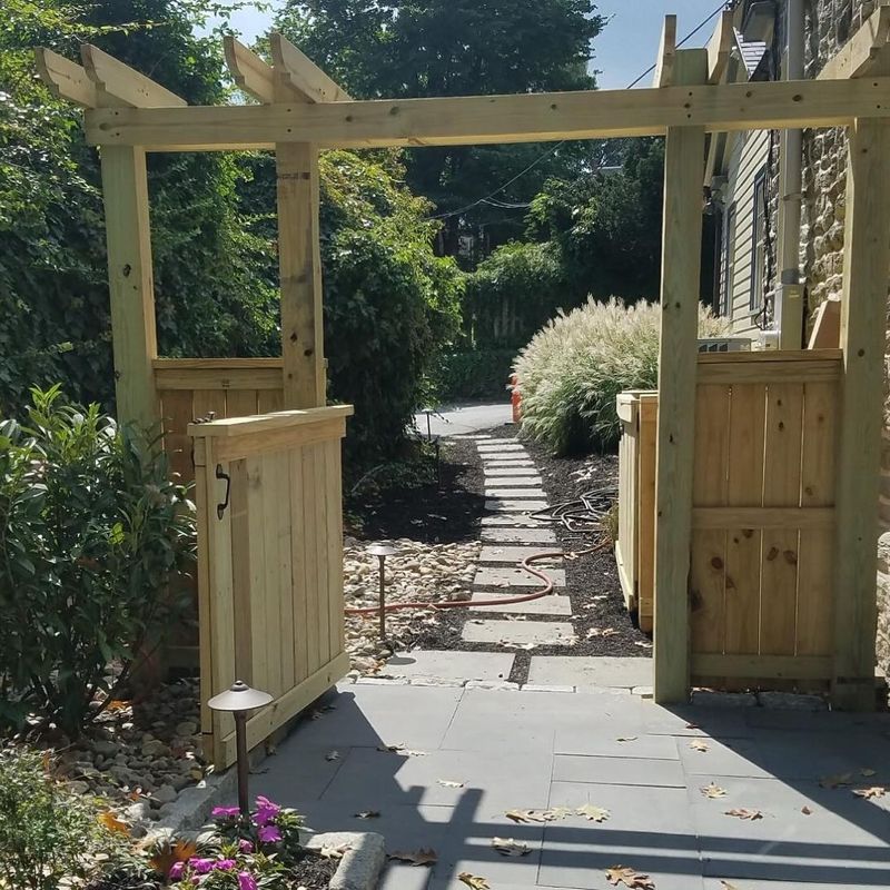 a wooden gate door
